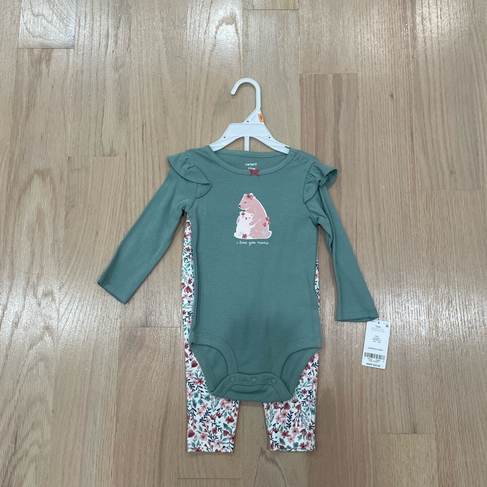 Carter's Sage Bodysuit with Floral Pants